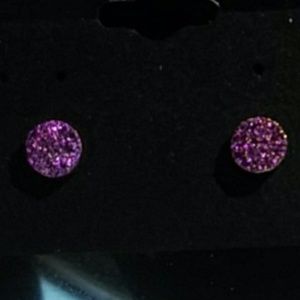 Fuchsia Druzy Crystal Studs